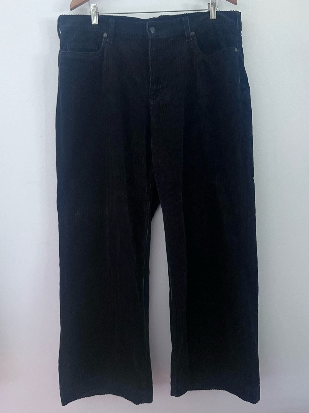 Lands' End Pants Black Wide Whale Corduroy Wide Leg High Rise Women's Size 18W